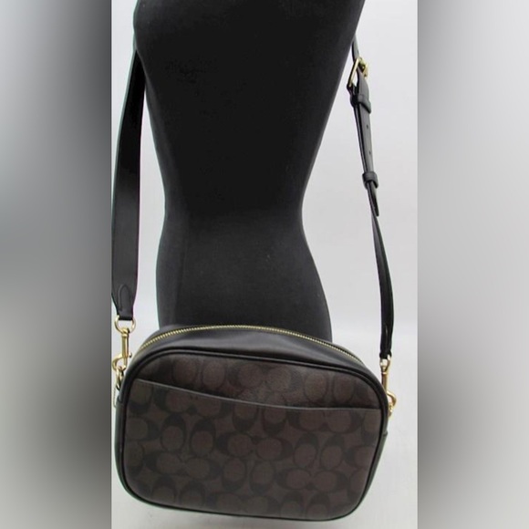 Coach Jamie Camera Bag Signature Coated Canvas Brown Crossbody Handbag Purse - Picture 2 of 7